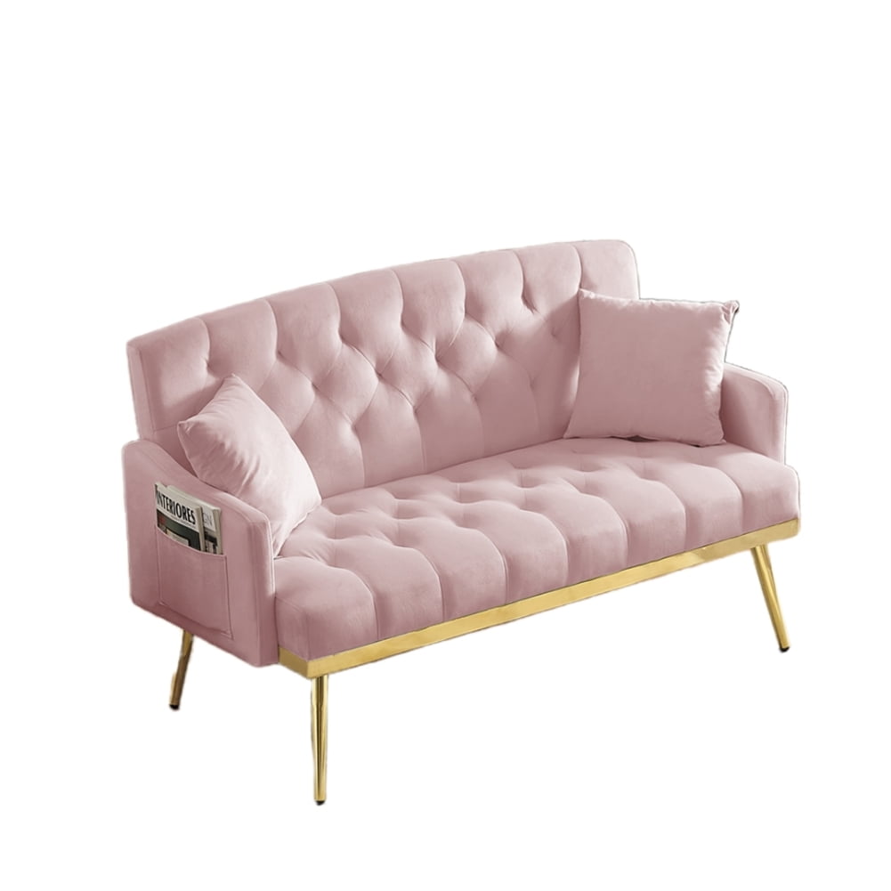 Yesfashion Loveseat Sofa, 2 Seater Sofa With 2 Pillows, Modern Velvet ...