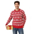 thumbnail image 1 of Yesfashion Man's Christmas Sweater Reindeer Snowflake Pattern Crew Neck Holiday Pullover Knitwear, 1 of 4