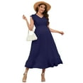 thumbnail image 1 of Yesfashion Maternity Dress Summer Ruffle Cap Sleeveless V Neck Maxi Dresses Maternity Wear, 1 of 5