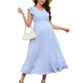 thumbnail image 1 of Yesfashion Maternity Dress Summer Ruffle Cap Sleeveless V Neck Maxi Dresses Maternity Wear, 1 of 5