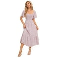 thumbnail image 1 of Yesfashion Maternity Dress Women's Summer Square Neck Smocked Maxi Dress Short Sleeve Pregnancy Dress, 1 of 5