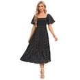 thumbnail image 1 of Yesfashion Maternity Dress Women's Summer Square Neck Smocked Maxi Dress Short Sleeve Pregnancy Dress, 1 of 5