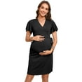 thumbnail image 1 of Yesfashion Maternity Dresses for Baby Shower Women's Knotted V Neck Knee Length Wrap Baby Shower Dress, 1 of 5