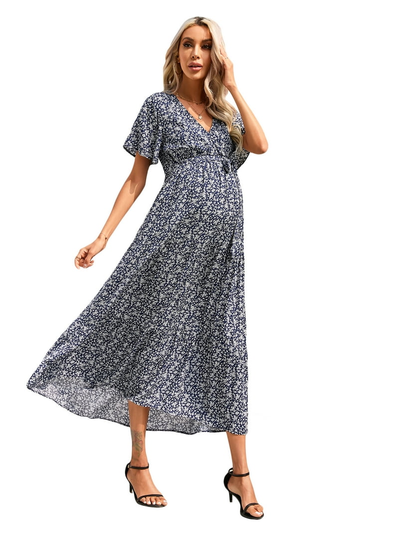 Yesfashion Maternity Women's Short Sleeve V Neck Casual Dress Baby