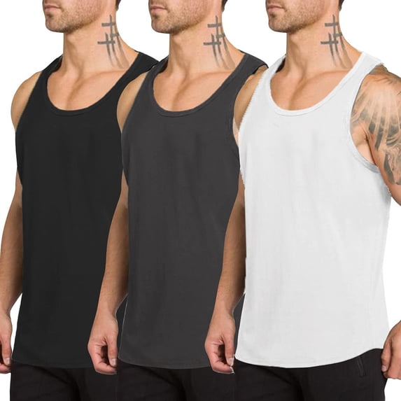Yesfashion Men's 3 Pack Quick Dry Workout Tank Top Gym Muscle Tee Fitness Bodybuilding Sleeveless T Shirt