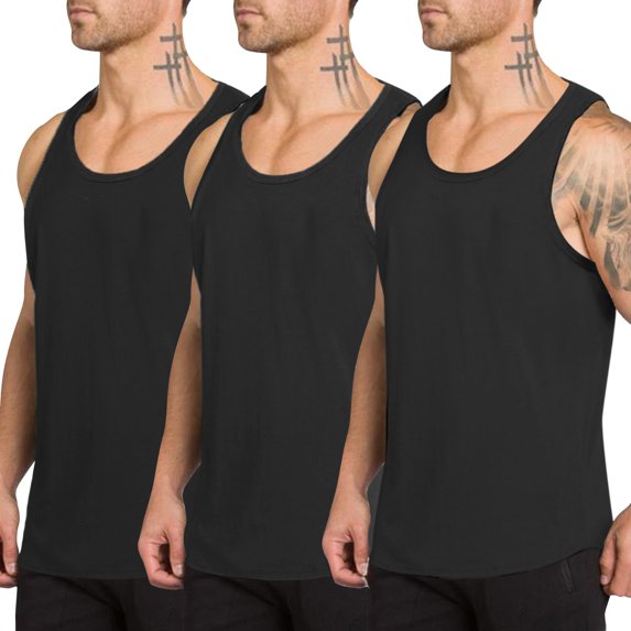 Yesfashion Men's 3 Pack Quick Dry Workout Tank Top Gym Muscle Tee Fitness Bodybuilding Sleeveless T Shirt