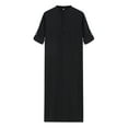 thumbnail image 1 of Yesfashion Men's Button up Cotton Robe Long Sleeve Kaftan Thobe Long Gown Casual Shirt for Beach, 1 of 8