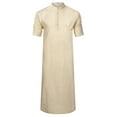 thumbnail image 1 of Yesfashion Men's Button up Cotton Robe Long Sleeve Kaftan Thobe Long Gown Casual Shirt for Beach, 1 of 8