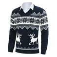 thumbnail image 1 of Yesfashion Men's Christmas Sweaters Holiday Reindeer Snowflakes V Neck Jumpers, 1 of 9