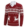 thumbnail image 1 of Yesfashion Men's Christmas Sweaters Holiday Reindeer Snowflakes V Neck Jumpers, 1 of 9