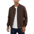 thumbnail image 1 of Yesfashion Men's Suede Bomber Varsity Leather Jackets Lightweight Softshell Flight Full Zip Casual Coat, 1 of 5