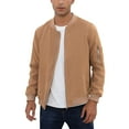 thumbnail image 1 of Yesfashion Men's Suede Bomber Varsity Leather Jackets Lightweight Softshell Flight Full Zip Casual Coat, 1 of 5