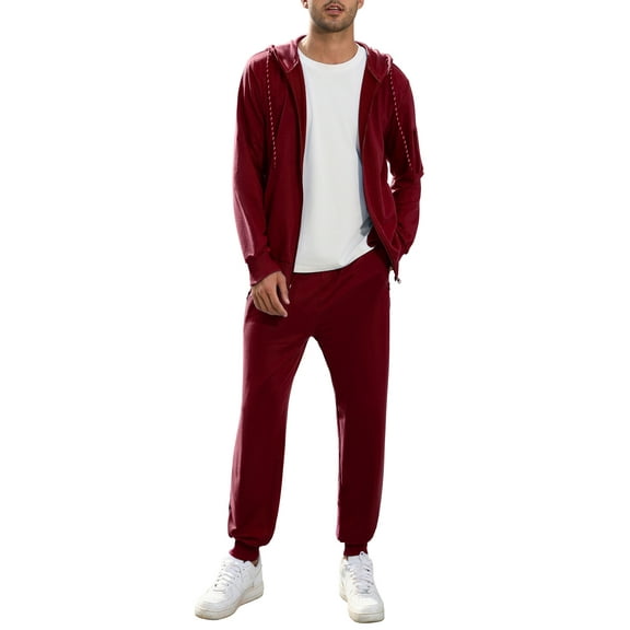Yesfashion Men's Tracksuit 2 Pieces Set Hoodie Sweatsuits Full Zip Athletic Jogging Suits Long Sleeve Casual Sports Outfits