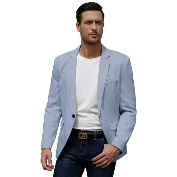 Yesfashion Mens Casual Blazer Sport Coats One Button Lightweight Knit Textured Suit Jackets for Men