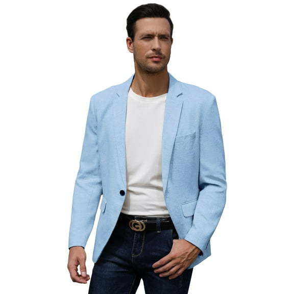 Yesfashion Mens Casual Blazer Sport Coats One Button Lightweight Knit Textured Suit Jackets for Men