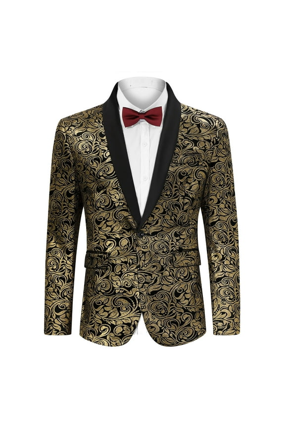 Mens Floral Tuxedo Suit Jacket Stylish Dinner Blazer Jackets for Wedding Party Prom