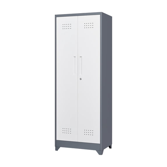 Yesfashion Metal Storage Cabinet With Lock, 73" Garage Storage Cabinet With 4 Adjustable Shelves, Locking Doors, Modern Tall Tool Organizer And Storage For Kitchen