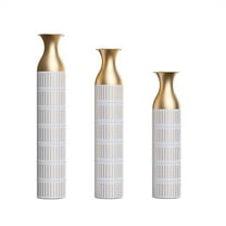 Yesfashion Metal Vases Set Of 3, 24in/28.7in/33.5in Tall Metal Floor Vase, Modern Large Glazed Floor Standing Vase For Living Room Office Home Decoration