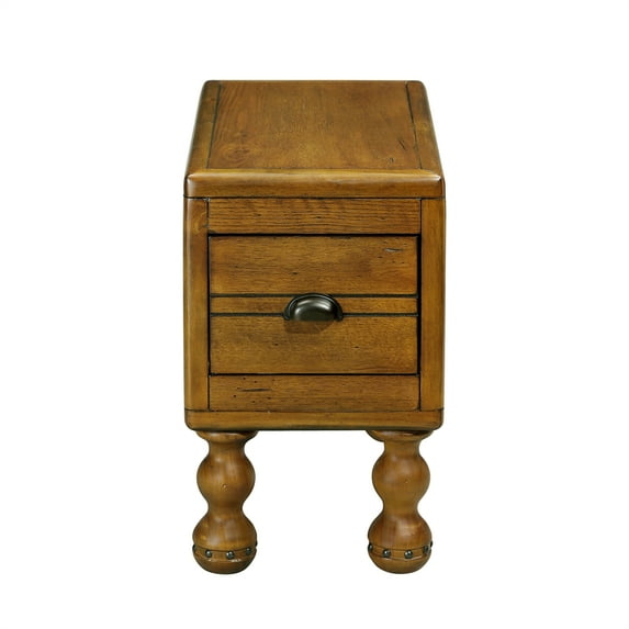 Yesfashion Narrow End Table, Night Stand With Drawer, Solid Wood Frame Waterproof Modern Minimalist End Side Table With Rivet Decoration For Bedroom Living Room Small Spaces