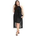 thumbnail image 1 of Yesfashion Plus Size Halter Neck Sleeveless Cocktail Dress Sequin Tulle Wedding Guest Party Midi Dresses, 1 of 5