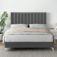 thumbnail image 1 of Yesfashion Queen Bed Frame, Modern Velvet Upholstered Tufted 11 inch Bed Frame with Headboard No Box Spring Needed, 1 of 9