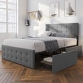 thumbnail image 1 of Yesfashion Queen Platform Bed Frame with Storage and 4 Drawers, Button Upholstered Bed Frame with Drawers and Headboard, Mattress Foundation with Wood Slat Support, No Box Spring Needed, 1 of 9