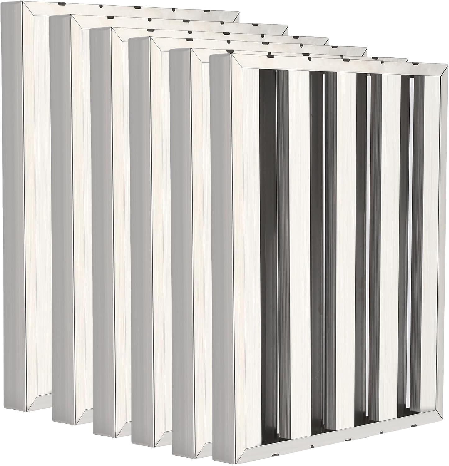 Yesfashion Range Hood Filters 19.5W x 19.5H Inch, 430 Stainless Steel 5 Grooves Commercial Hood Filter for Kitchen Exhaust Hoods, Pack of 6