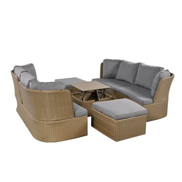 OC Orange-Casual Patio Loveseat - Green Wicker Outdoor Sofa With Thick Cushions