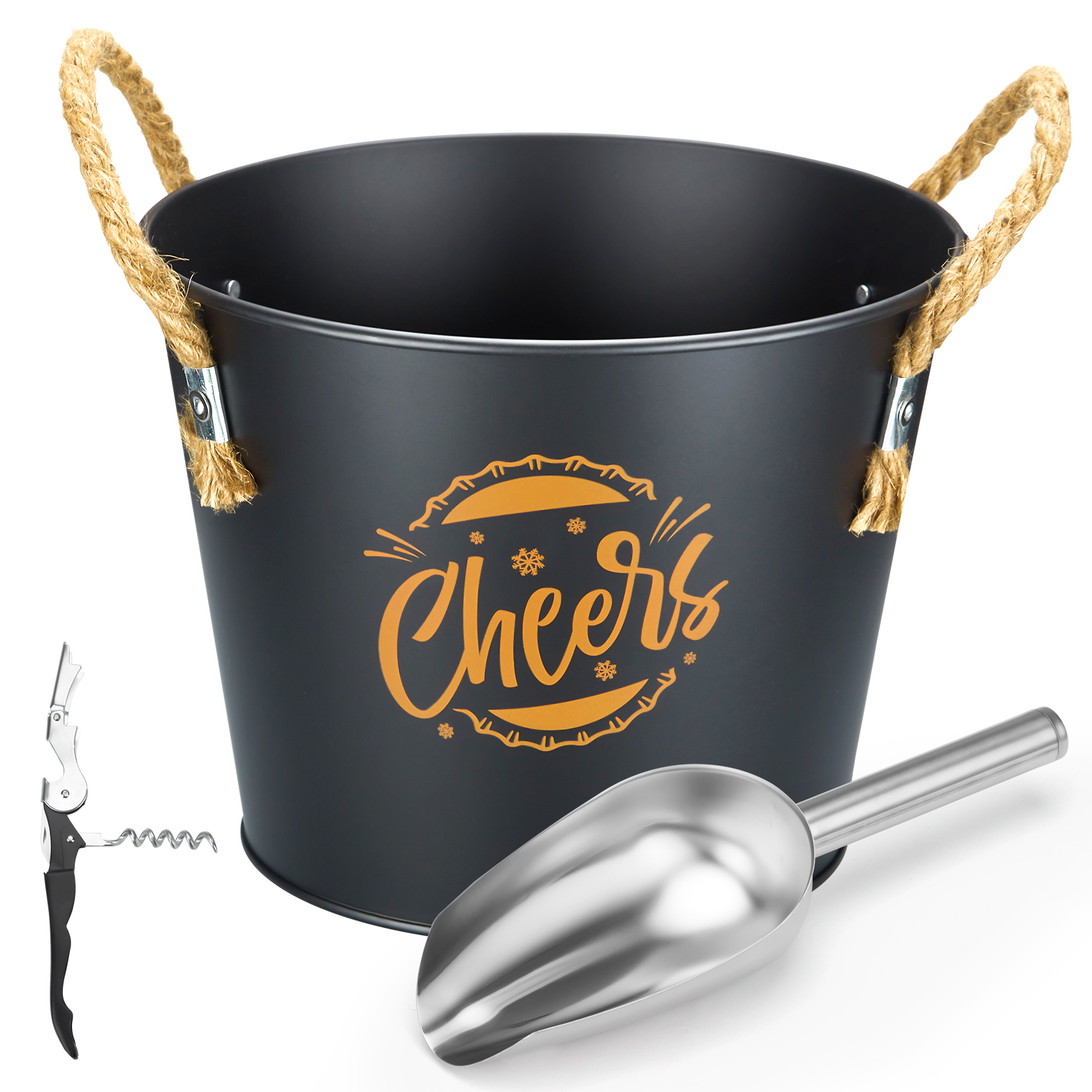 Yesfashion Retro Ice Bucket for Parties, Galvanized Metal Beverage Tub