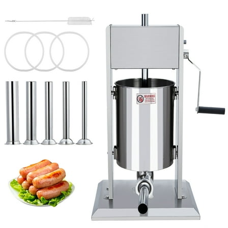 Yesfashion Sausage Stuffer, Manual 11LBS/5L Sausage Maker Machine, Meat Stuffer with Dual Speed, Stainless Steel Heavy Duty Sausage Filler with 4 Stuffing Tubes