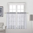thumbnail image 1 of Yesfashion Sheer Tier Curtains, Floral Embroidered Linen Textured Kitchen Tiers, Rod Pocket Cafe Curtains Grey Flower Short Curtain, Set of 2, 1 of 7