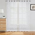 thumbnail image 1 of Yesfashion Sheer Tier Curtains, Leaf Embroidery Faux Linen Textured Rod Pocket Half Window Curtains for Kitchen Cafe, 2 Panel, 1 of 9