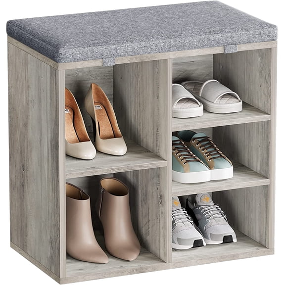 Yesfashion Shoe Storage Bench Cubby Organizer for Entryway - 20" Shoe Bench Storage Rack with Foam Pad Seating Cushion for Hallway Bedroom Living Room Dorm and Small Apartment