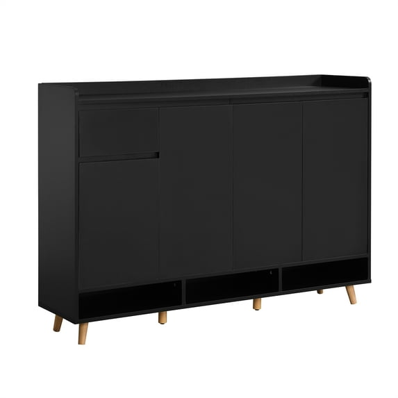 Yesfashion Shoe Storage Cabinet With Adjustable Shelves, Modern Shoe Storage Cabinet With Solid Wood Legs, Home Shoe Cabinet For Entryway Living Room Hallway