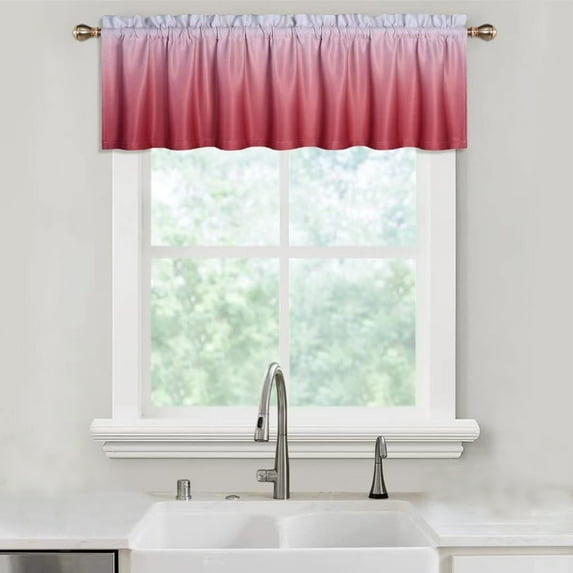 Yesfashion Short Curtain Blackout Gradient Cafe Curtain, Red Valance for Windows, 1 Panel 52" W×14" L