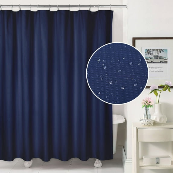 Yesfashion Shower Curtain 78 inches Long Waterproof Fabric Bathroom Shower Curtain, Navy Blue, 1 Set