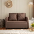 thumbnail image 1 of Yesfashion Sofa Bed with Headboard, Pull Out Sofa Bed, Linen Love Seat Couch, Modern Love Seat Futon with 2 Pillows & 2 Sides Pockets for Small Spaces, 1 of 6