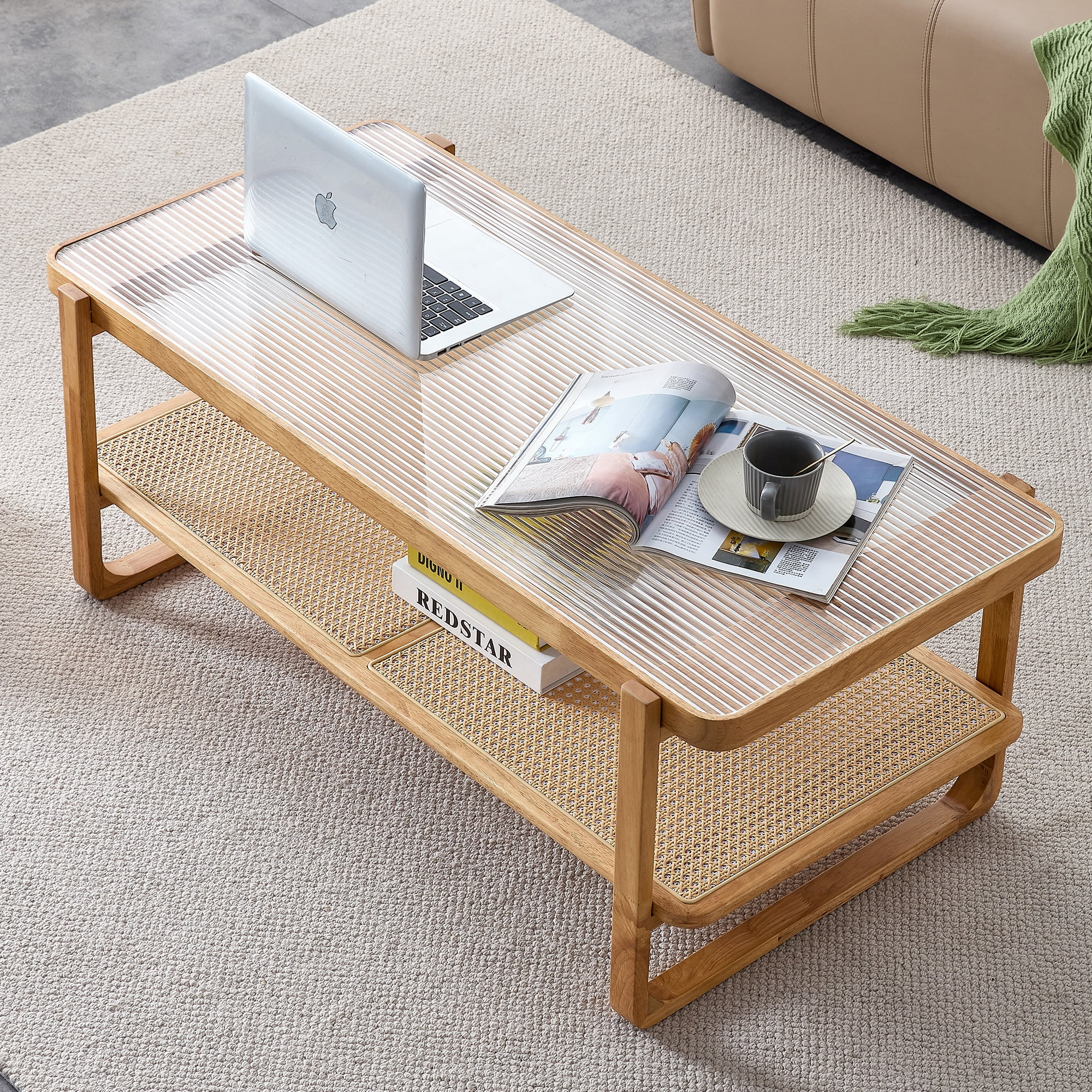 Yesfashion Solid Wood Modern Simple Rectangular Double Layer Yesfashion Solid Wood Modern Simple Rectangular Double Layer