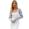 thumbnail image 1 of Yesfashion Sweater Shrug for Women Open Front Ribbed Knit Cropped Bolero Cardigan Long Sleeve Bolero Shrug, 1 of 5