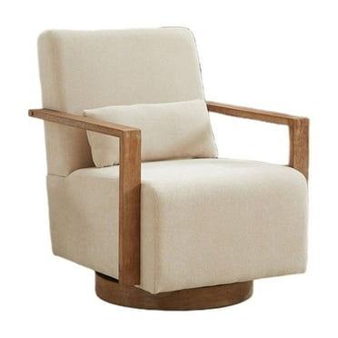 Yesfashion Swivel Arm Chair, Accent Sofa Chair, 360-degree Swivel Sofa Linen Blend Accent Chair With 1pc Throw Pillow For Living Room Nursery Hotel Bedroom
