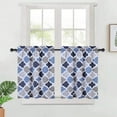 thumbnail image 1 of Yesfashion Tier Curtains, Geometric Pattern Short Bathroom Window Curtain, Cotton Blend Trellis Design Half Window Curtains, Set of 2, 1 of 7
