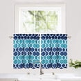 thumbnail image 1 of Yesfashion Tier Curtains Set of 2, Geometric Pattern Bathroom Window Curtain, Trellis Design Half Window for Kitchen Bathroom Cafe, 1 of 7