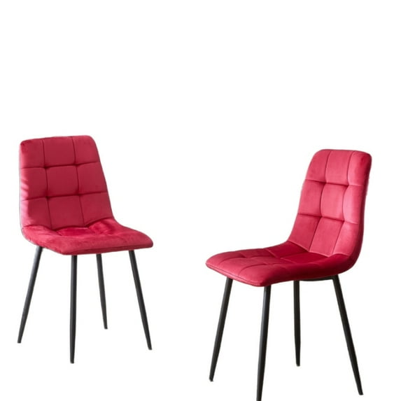 Yesfashion Tufted Dining Room Chairs Set Of 2, Upholstered Accent Dinner Chairs With Metal Legs, Modern Velvet Armless Chairs for Living Room kitchen