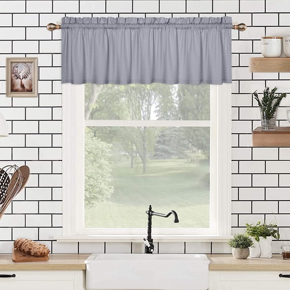 Yesfashion Valance Curtains for Bathroom, Embossed Textured Soft Microfiber Tailored Kitchen Curtain Valances for Windows, 60x15 Inches