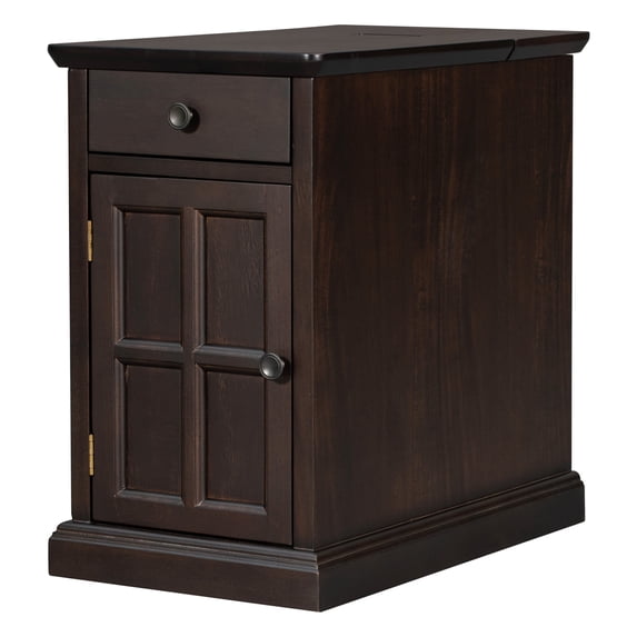 Yesfashion Vintage End Table Side Table With Drawer USB Ports Night Stands Bedroom Furniture For Bedroom/Living Room/Salon/Office