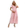 thumbnail image 1 of Yesfashion Wholesale Maternity Dress Summer Ruffle Short Sleeve Square Neck Smocked Midi Dress Baby Shower Photoshoot, 1 of 8
