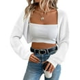 thumbnail image 1 of Yesfashion Wholesale Women's Cardigan Shrugs Long Sleeve Knit Cropped Bolero Shrug Open Front Casual Cardigans for Dresses, 1 of 3