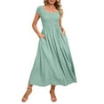 thumbnail image 1 of Yesfashion Wholesale Women's Casual Round Neck Short Sleeve Midi Dress Stretchy Waist Long Dress, 1 of 8