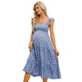 thumbnail image 1 of Yesfashion Wholesale Women's Maternity Dress Floral Small Flying Sleeves Sleeve Square Neck Shirred Ruffle A Line Dress, 1 of 8