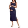 thumbnail image 1 of Yesfashion Women Butterluxe Sleeveless Tank Maternity Dress Split Ruched Pregnancy Square Neck Bodycon Casual Baby Shower, 1 of 7